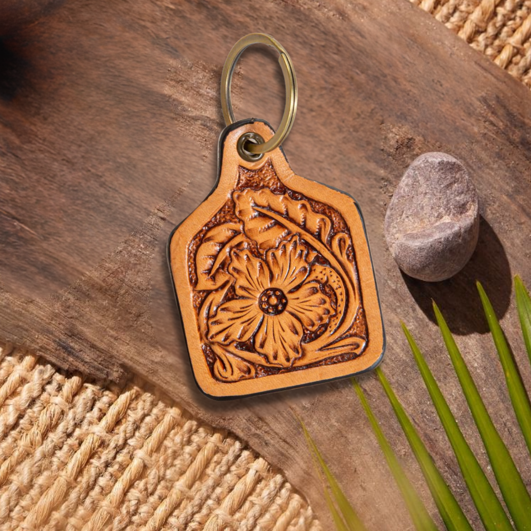 Simply Classic Tooled Leather Keychain
